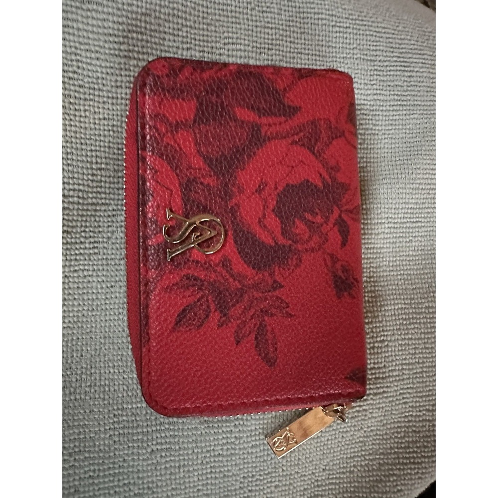 Vintage Victoria Secret Zip-Around Red Floral Design Small Wallet